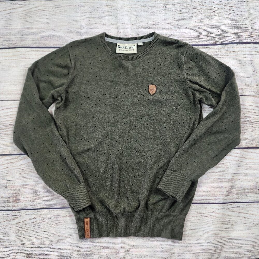 NAKETANO Brave New World Size Large Green with Polka Dots Pullover 100% Cotton